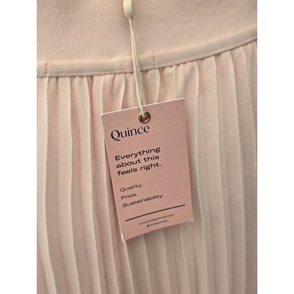 Quince Women’s Pleated Midi Skirt Blush Pink Size Small Elastic Waist NWT - Picture 3 of 5